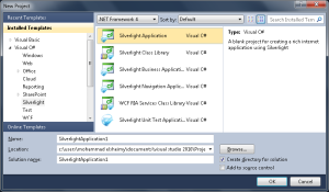 Figure 18 - Creating a New Silverlight Application